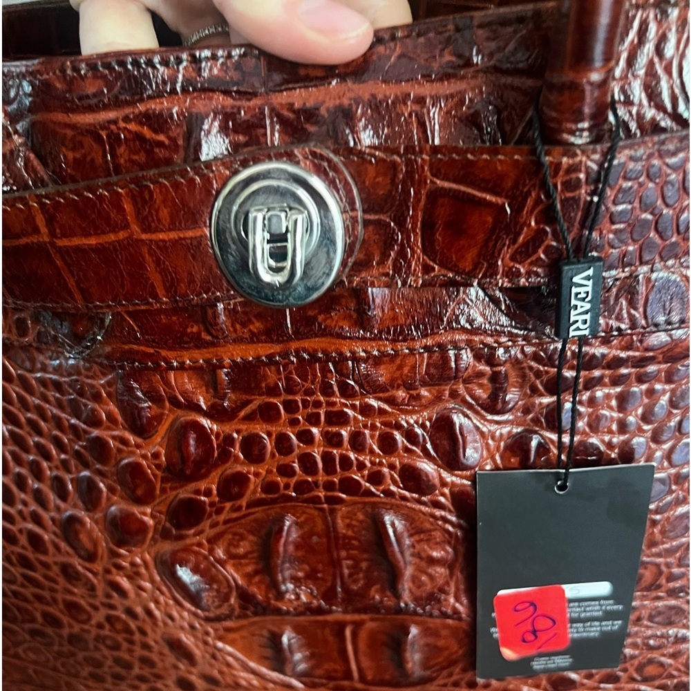 Veari brown crocodile satchel purse - Picture 7 of 11